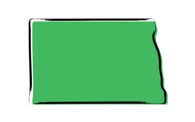 Kuzey Dakota stilize yeşil kroki Haritası