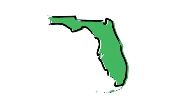 Carte Croquis Vert Stylisé Floride — Image vectorielle