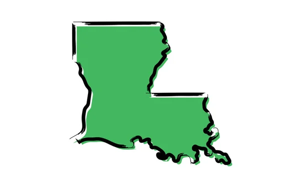 Gestileerde Groene Schetskaart Van Louisiana — Stockvector