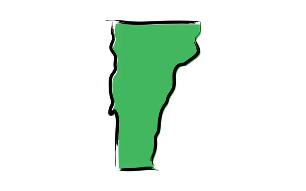 Mapa Esboço Verde Estilizado Vermont — Vetor de Stock