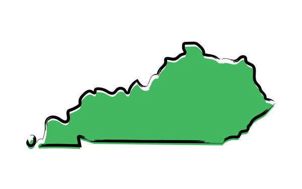Stylized Green Sketch Map Kentucky — Stock Vector
