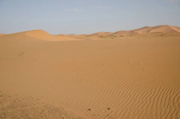 Τοπίο Της Ερήμου Σαχάρα Μπλε Του Ουρανού Θίνες Φόντο — Φωτογραφία Αρχείου