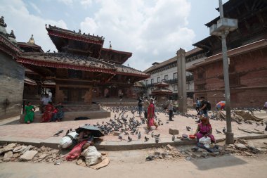 Katmandu, Nepal-Mayıs 2017: Katmandu Durbar Meydanı, UNESCO Dünya mirası sitesi
