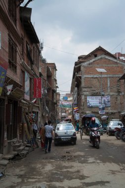 Katmandu, Nepal-Mayıs 11, 2017: Nepal başkenti Thamel sokak, Kathmandu 