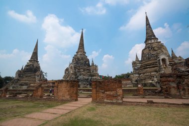 Wat Phrasisanpetch (Phra Si Sanphet) Antik Pagoda. Ayutthaya tarihi şehir, Tayland