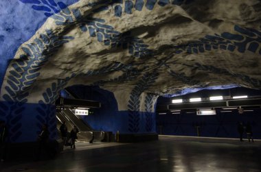 İsveç, Circa June 2016: Stockholm 'deki stadyum metro istasyonu 