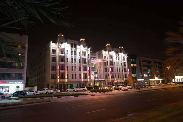 Abu Dhabi Junho 2014 Dubai Cena Noturna Centro Com Edifícios — Fotografia de Stock