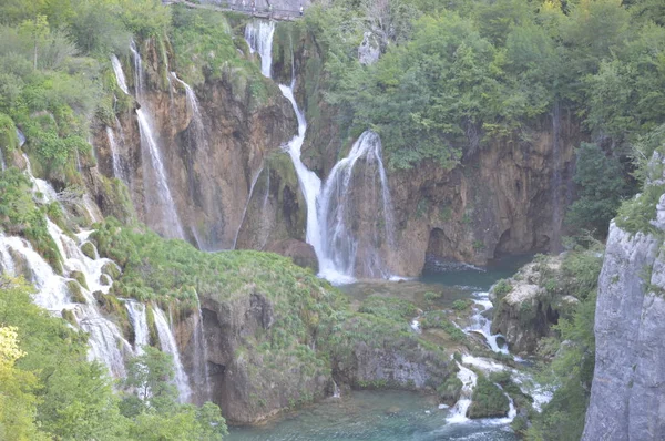 Plitvicei Tavak Vízesések Nemzeti Park Horvátország — Stock Fotó