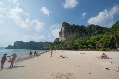 Koh Samui, Tayland, Circa Şubat 2016: Koh Samui, Tayland'daki Lipanoi plajının manzarası 