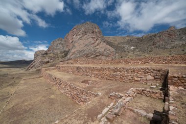 Puca Pucara, Antik İnka kalesi, Cuzco, Peru. Güney Amerika