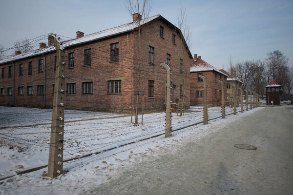 OSWIECIM, POLAND - JANUARY 27, 2014 - A former Nazi extermination concentration camp Auschwitz II, the biggest in Europe on January 27, 2014 in Oswiecim