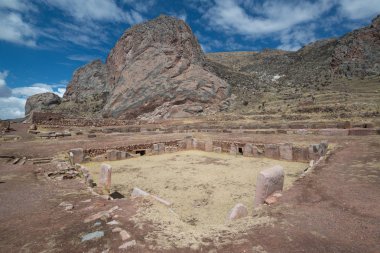 Puca Pucara, Antik İnka kalesi, Cuzco, Peru. Güney Amerika