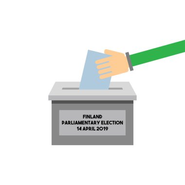 14 ' te Finlandiya 'nın parlamento seçimlerinde bir kutu yuvasına oylama oy koyarak el. Nisan 2019