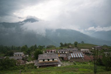 Annapurna, Nepal, Mayıs 2017: Nepal, Himalaya 'daki Annapurna ana kampı