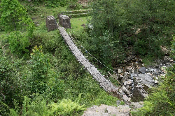 Brücke Auf Annapurna Sanctuary Trek Nepal Himalaya — Stockfoto