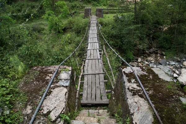 Puente Annapurna Caminata Santuario Nepal Himalaya — Foto de Stock