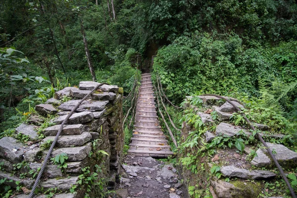 Puente Annapurna Caminata Santuario Nepal Himalaya — Foto de Stock