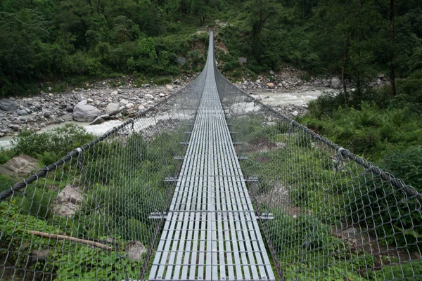 Ponte Sul Santuario Annapurna Trekking Nepal Himalaya — Foto Stock