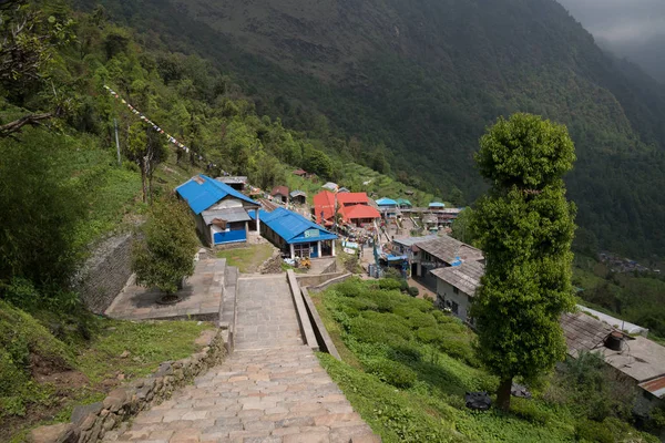 尼泊尔喜马拉雅山脉的安纳普尔纳避难所徒步 — 图库照片