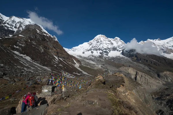 Annapurna Nepal Circa Mei 2017 Mensen Trekken Annapurna Heiligdom Trek — Stockfoto