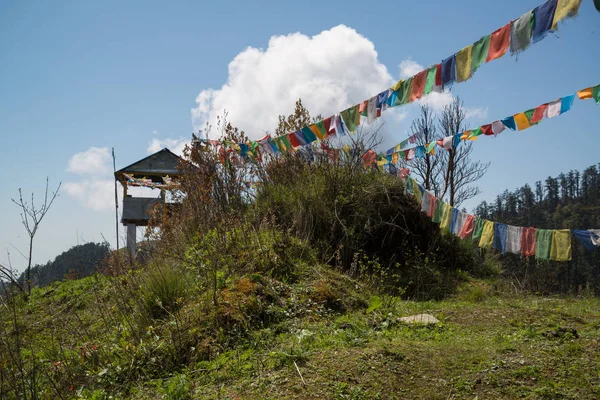 Nepal Himalaya Annapurna Kutsal Trek Bayrakları — Stok fotoğraf