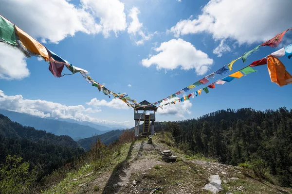 Vlajky Útočiště Annapurna Nepálské Himáně — Stock fotografie