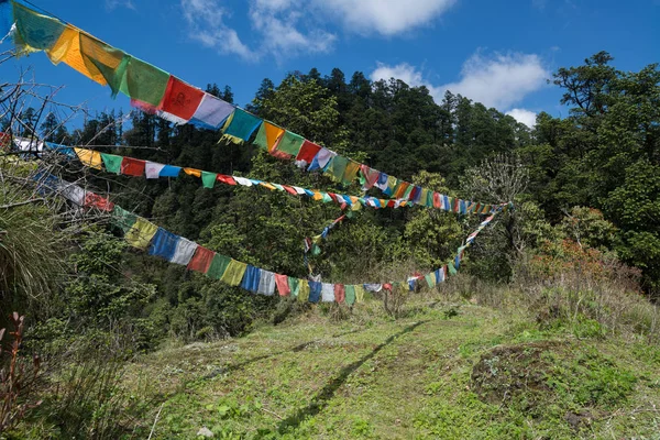 Nepal Himalaya Annapurna Kutsal Trek Bayrakları — Stok fotoğraf