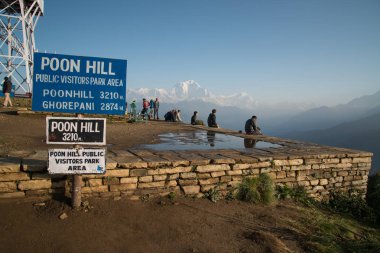 Ghandruk, Nepal, circa may 2017: Poon Hill tower on Annapurna sanctuary trek in Nepal Himalaya clipart