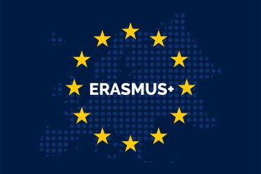 Erasmus Avrupa birliği haritasında avrupa nokta şekilli harita ile