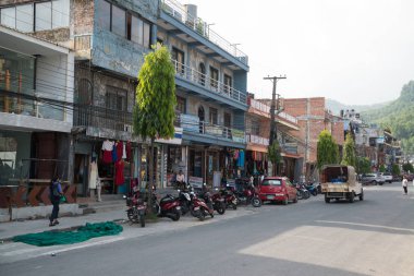 Katmandu, Nepal, Mayıs 11, 2017: Nepal başkenti Thamel sokak, Kathmandu