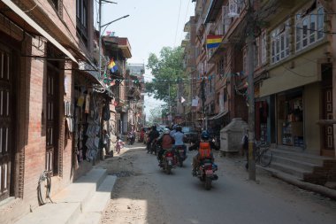 Katmandu, Nepal, Mayıs 11, 2017: Nepal başkenti Thamel sokak, Kathmandu