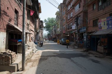 Katmandu, Nepal, Mayıs 11, 2017: Nepal başkenti Thamel sokak, Kathmandu