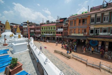 Katmandu, Nepal, yaklaşık Mayıs 2017: Kathmandu, Nepal içinde Swayambhunath Stupa görünümü