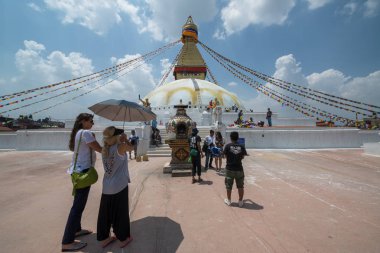 Katmandu, Nepal, yaklaşık Mayıs 2017: Kathmandu, Nepal içinde Swayambhunath Stupa görünümü