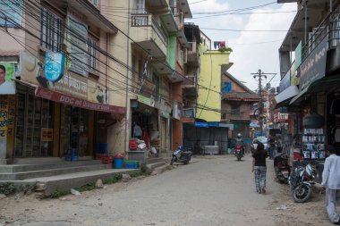 Katmandu, Nepal, Mayıs 11, 2017: Nepal başkenti Thamel sokak, Kathmandu