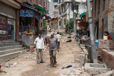 Katmandu, Nepal, Mayıs 11, 2017: Nepal başkenti Thamel sokak, Kathmandu