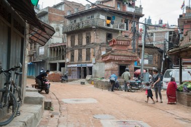 Katmandu, Nepal, Mayıs 11, 2017: Nepal başkenti Thamel sokak, Kathmandu