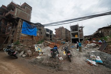 Katmandu, Nepal, Mayıs 11, 2017: Nepal başkenti Thamel sokak, Kathmandu