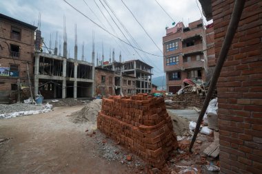 Katmandu, Nepal, Mayıs 11, 2017: Nepal başkenti Thamel sokak, Kathmandu