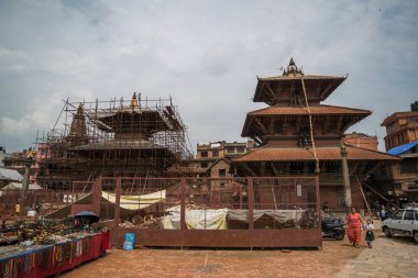 Katmandu, Nepal, Mayıs 2017: Katmandu Durbar Meydanı, UNESCO Dünya mirası sitesi