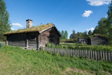 Tyinstolen, Norveç'te çimenli geleneksel Norveç evleri 