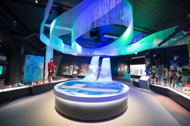 Lillehammer, Norveç, Haziran 2016: Maihaugen'de bulunan olimpiyat müzesinin iç kısmı, Lillehammer, Norveç.