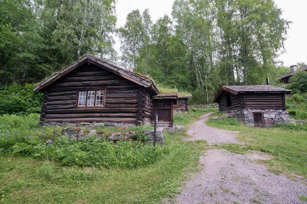 Maisons Traditionnelles Nordiques Avec Herbe Tyinstolen Norvège — Photo