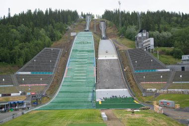 Lillehammer, Norveç - Haziran 2016: Kış Olimpiyat Oyunları Kayakla Atlama Sıçrama Tahtası Lillehammer, Norveç.