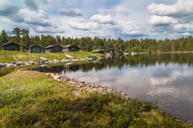 Tyinstolen, Norveç'te çimenli geleneksel Norveç evleri 