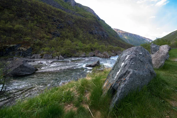 Prachtig Uitzicht Het Landschap Van Noorwegen Natuur Met Berg Rivier — Stockfoto