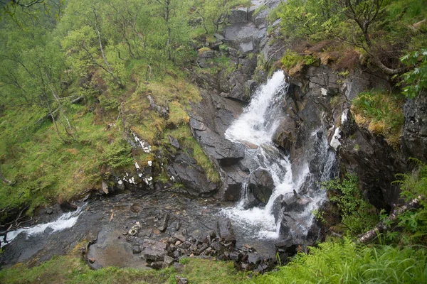 Hermosa Cascada Del Bosque Trek Trolltkirka Noruega — Foto de Stock