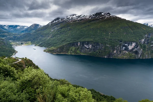Geiranger Fjord Gyönyörű Természet Norvégiában — Stock Fotó