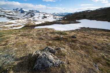 Norveç'te Gaular nehri kıyısındaki dağ yolu