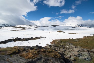 Norveç'te Gaular nehri kıyısındaki dağ yolu